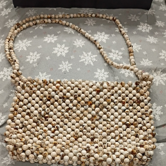 Zara Terez Cream and Gold Beaded Crossbody Bag - Picture 1 of 3